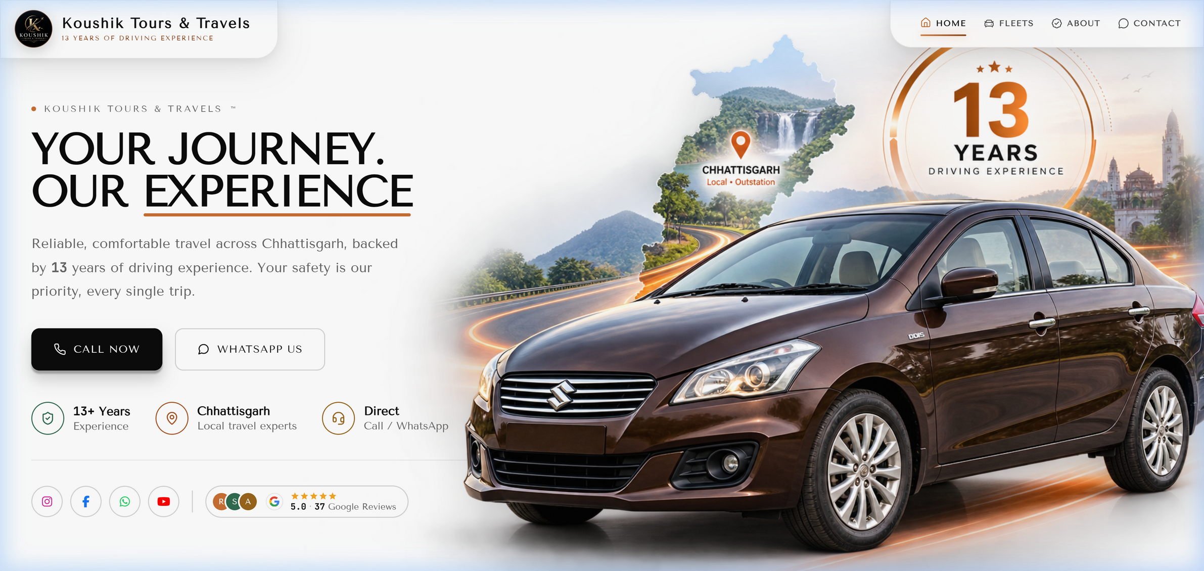 Koushik Travels Pan-India Fleet & Outstation Car Rentals live platform preview