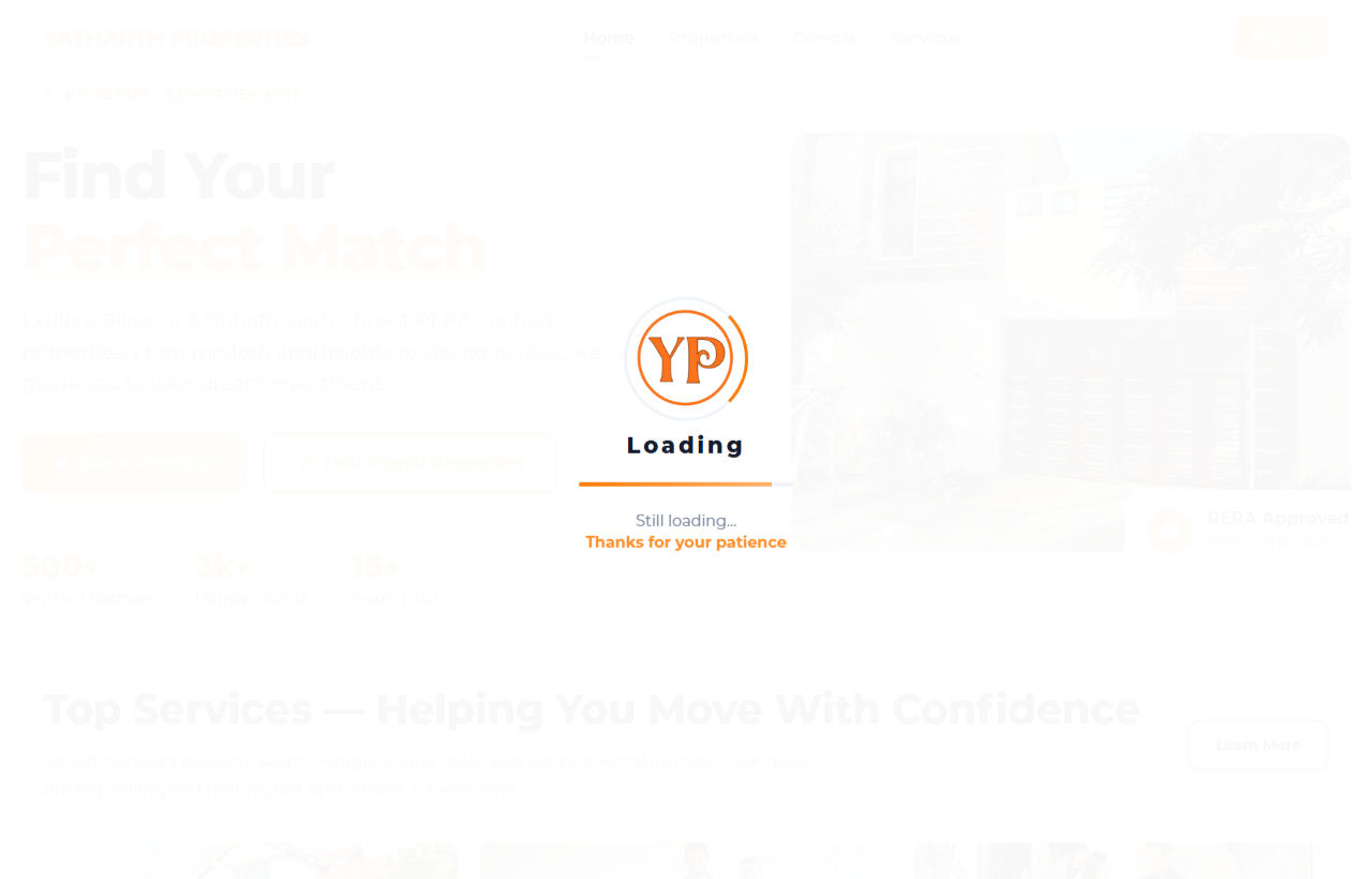 Yatharth Properties Verified Real Estate Bilaspur live platform preview